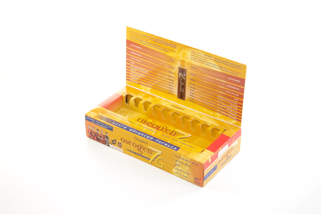 Packaging cartró per a vials de vidre amb separadors bicapa