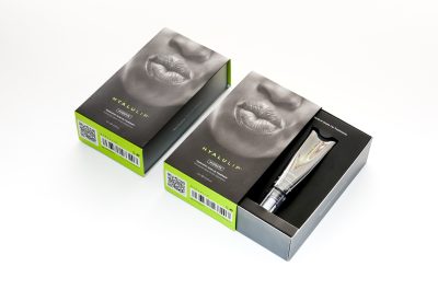 Estoig cartró muntatge automàtic amb parets folrades per a cosmètica premium