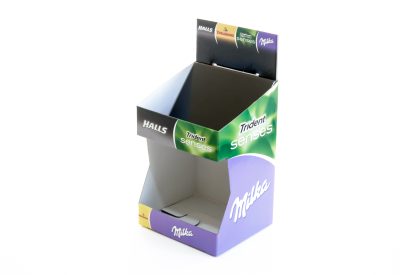 Cardboard counter display for sweets, gum and chocolate bars