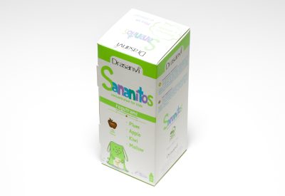 Caja de cartón troquelada para una botella de jarabe