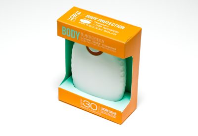 Caja expositora en cartón para crema solar