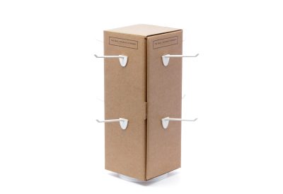Rotating cardboard display with rods